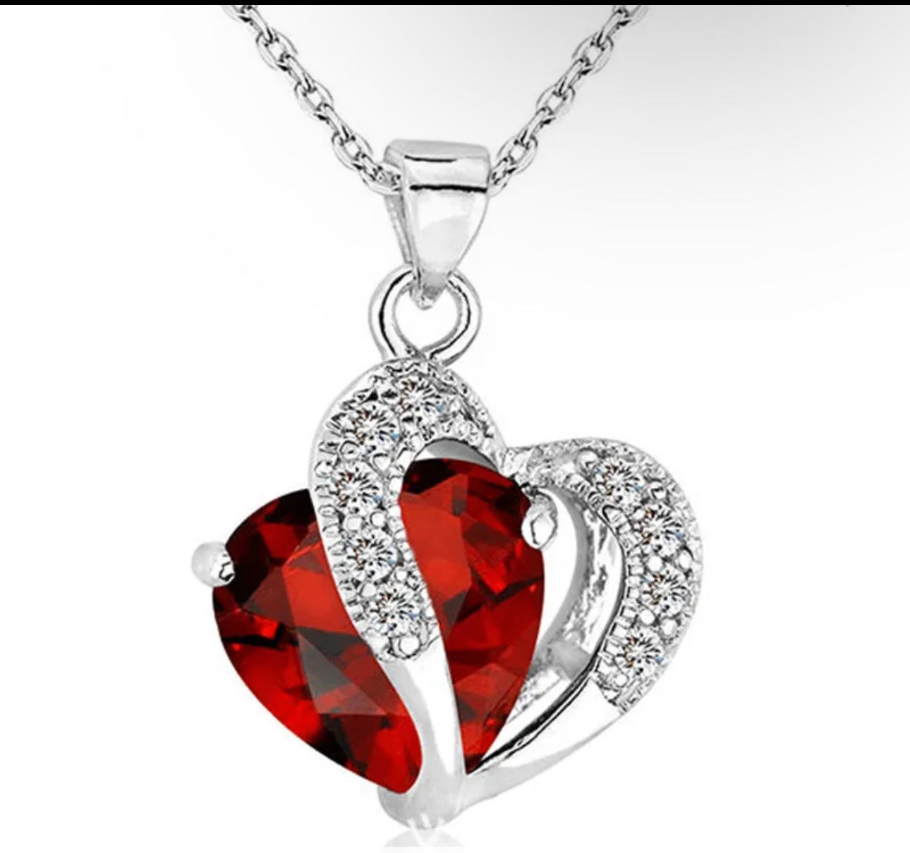 Red charm heart shaped pendant necklace